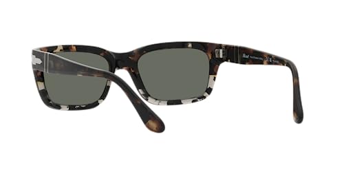 Italian Made Persol Rectangular Sunglasses, Brown/Grey Tortoise Green