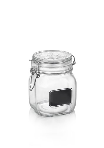 Bormiolio Rocco Clear Jar with Chalkboard, 25.3 Oz