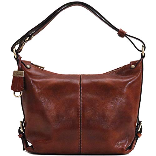 Floto Capri Tote Leather Shoulder Bag in Vecchio Brown