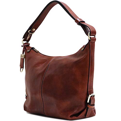 Floto Capri Tote Leather Shoulder Bag in Vecchio Brown