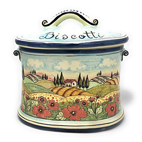 Hand Painted Tuscan Ceramic Biscuit Cookies Jar