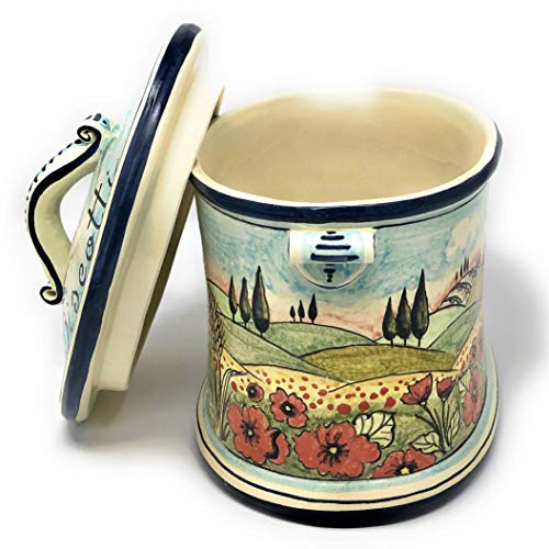 Hand Painted Tuscan Ceramic Biscuit Cookies Jar