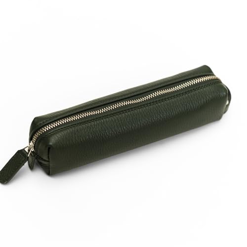 Italian Leather Pencil Case for Work - Green