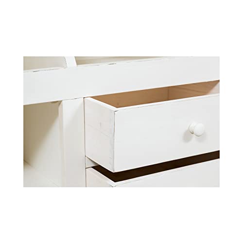 Italian made antiqued white finish solid lime wood bookcase