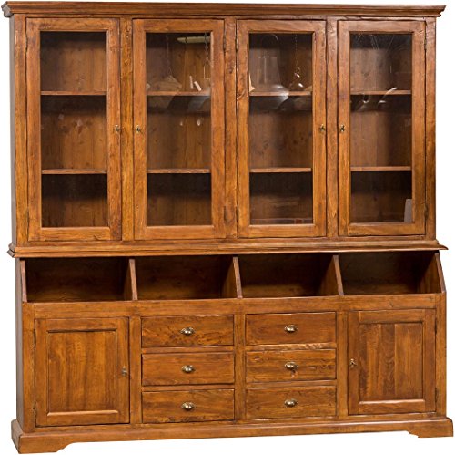 Italian-Made Solid Lime Wood Walnut Finish Bookcase