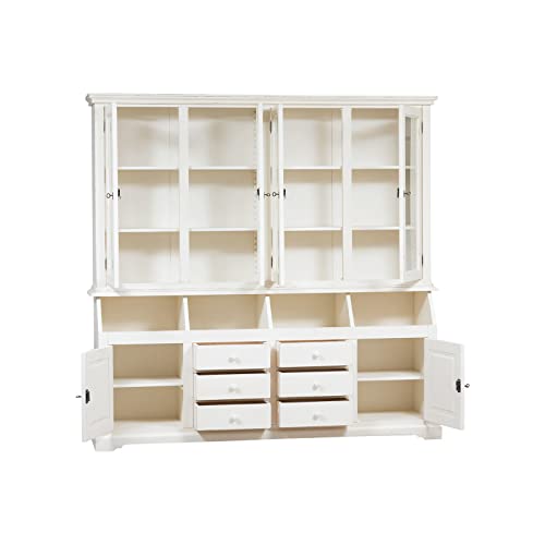 Italian made antiqued white finish solid lime wood bookcase