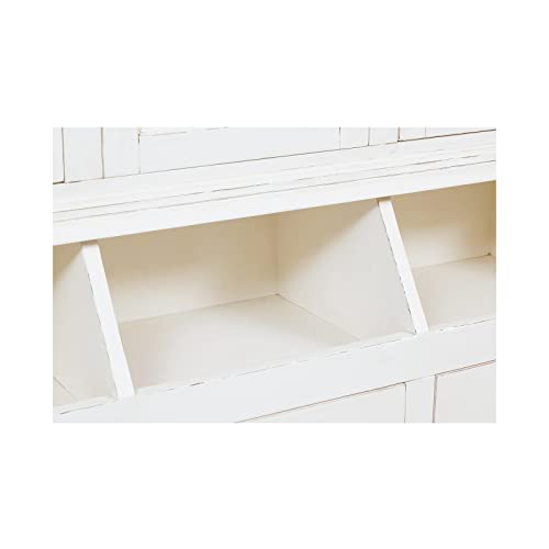 Italian made antiqued white finish solid lime wood bookcase