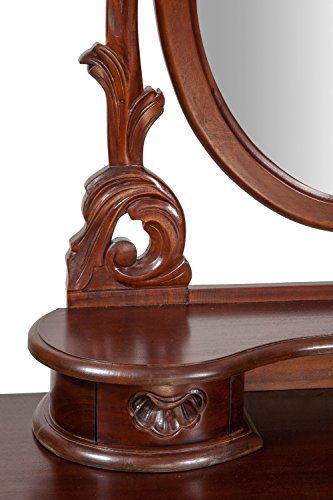 Solid Mahogany Walnut Finish Dresser with Stool 118x48x165 cm