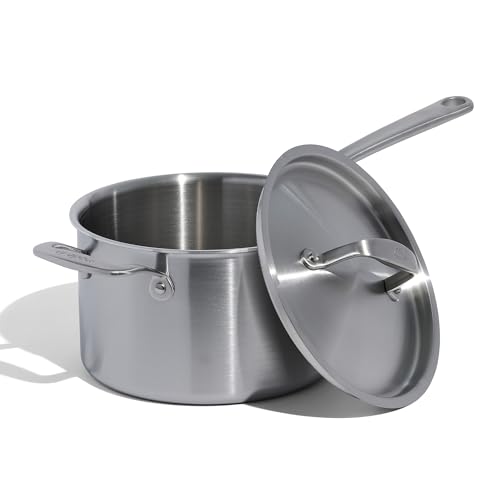 Italian Crafted 4 Quart Stainless Steel Saucepan