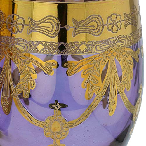 Murano Glass Wine Glasses with 24K Gold - Purple