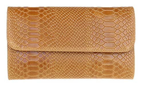 Italian Leather Girly Snake Print Suede Clutch Bag
