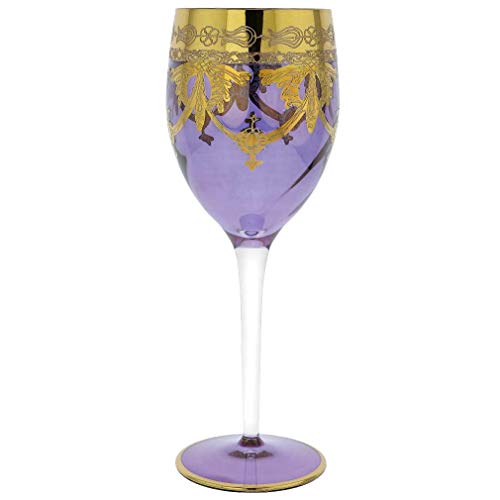 Murano Glass Wine Glasses with 24K Gold - Purple