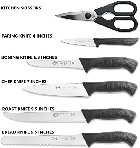 6 Pcs Italian Knife Set with Block - Black