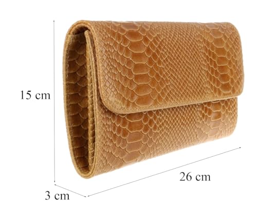 Italian Leather Girly Snake Print Suede Clutch Bag