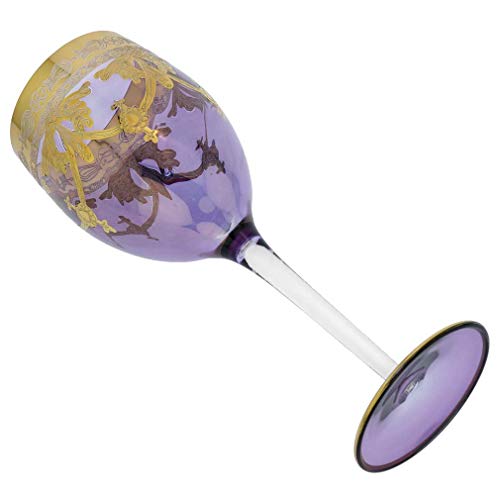 Murano Glass Wine Glasses with 24K Gold - Purple