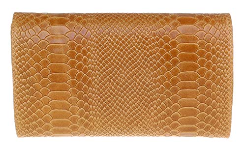Italian Leather Girly Snake Print Suede Clutch Bag