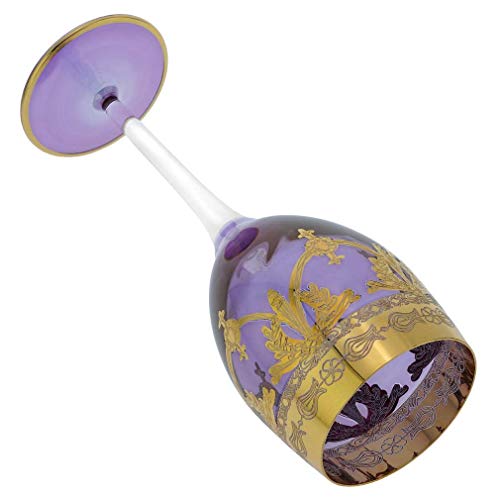 Murano Glass Wine Glasses with 24K Gold - Purple
