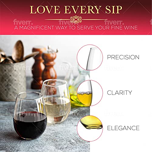 Italian Royalty Stemless Wine Glasses (Set of 4)