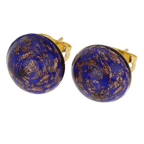 Murano Glass Starlight Small Stud Earrings - Navy Blue