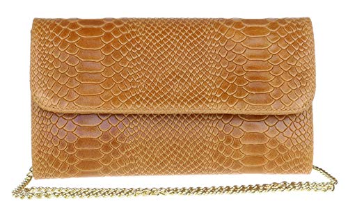 Italian Leather Girly Snake Print Suede Clutch Bag