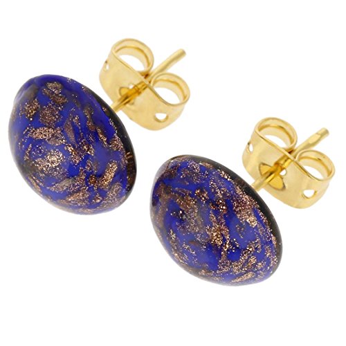 Murano Glass Starlight Small Stud Earrings - Navy Blue