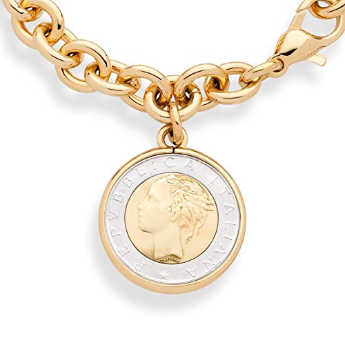 Miabella 18K Gold Italian Genuine 500-Lira Coin Bracelet
