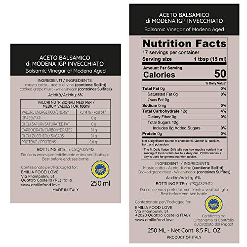EMILIA FOOD LOVE - Modena Balsamic Vinegar IGP