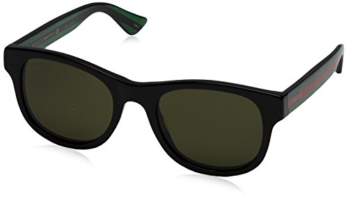 Gucci Oval Sunglasses GG0003S 002 Black/Green/Red 52mm 0003