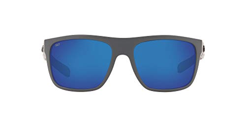 Costa Del Mar Men's Broadbill Polarized Square Sunglasses, Matte Grey/Blue Mirrored Polarized-580P, 61 mm
