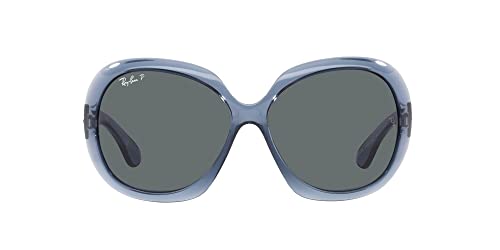 Ray-Ban Women's RB4098 Jackie Ohh II Butterfly Sunglasses, Transparent Blue/Dark Grey Polarized, 60 mm