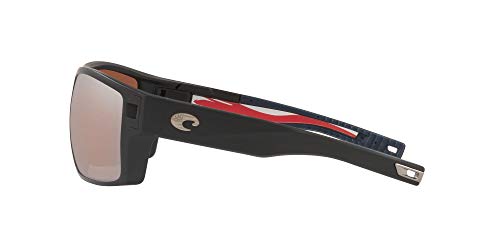 Costa Del Mar Men's Diego Polarized Rectangular Sunglasses, Matte USA Black/Copper Silver Mirrored Polarized-580G, 62 mm