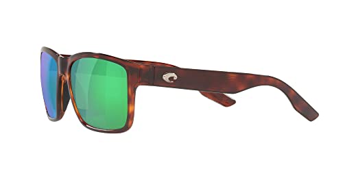 Costa Del Mar Men's Paunch Square Sunglasses, Tortoise/Polarized Green Mirrored 580P, 57 mm