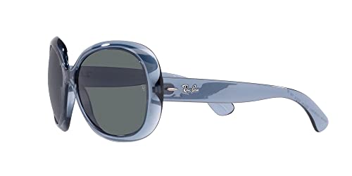 Ray-Ban Women's RB4098 Jackie Ohh II Butterfly Sunglasses, Transparent Blue/Dark Grey Polarized, 60 mm