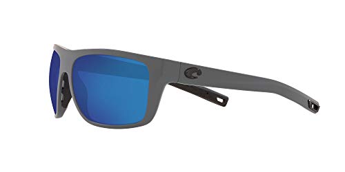 Costa Del Mar Men's Broadbill Polarized Square Sunglasses, Matte Grey/Blue Mirrored Polarized-580P, 61 mm