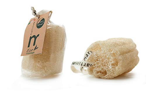 Italian Made Premium 100% Natural Egyptian Cylinder Shower & Bath Loofah with hanging Rope - Pure Egyptian Vegetable Exfoliating Scrubber Body Wash to Scrub Dead Skin Away (2 PACK/2 UNITS) color/Beige