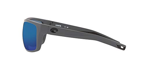 Costa Del Mar Men's Broadbill Polarized Square Sunglasses, Matte Grey/Blue Mirrored Polarized-580P, 61 mm