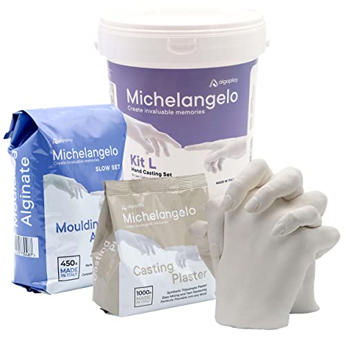 Michelangelo Hands Casting Kit Couples. Plaster Hands Casting Set. Original Gift idea for Couples, Friends and Families. Made in Italy.