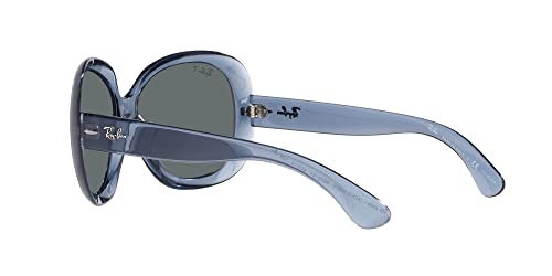 Ray-Ban Women's RB4098 Jackie Ohh II Butterfly Sunglasses, Transparent Blue/Dark Grey Polarized, 60 mm