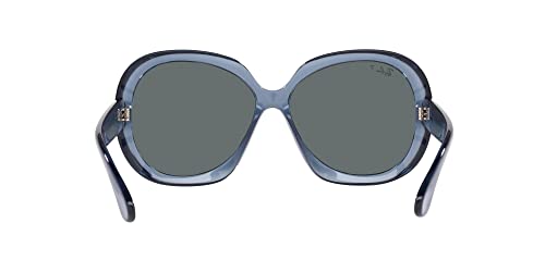 Ray-Ban Women's RB4098 Jackie Ohh II Butterfly Sunglasses, Transparent Blue/Dark Grey Polarized, 60 mm