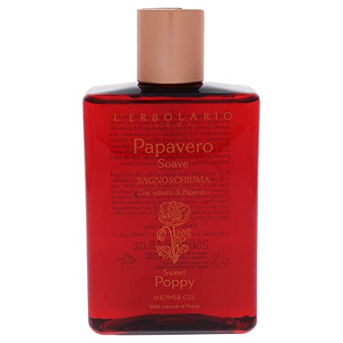 L'Erbolario Sweet Poppy Shower Gel - Nourishes, Moisturizes And Protects The Skin - Refreshing Bath And Shower Foam Provides Gently Effective Cleansing - Softening And Toning Properties - 8.4 Oz