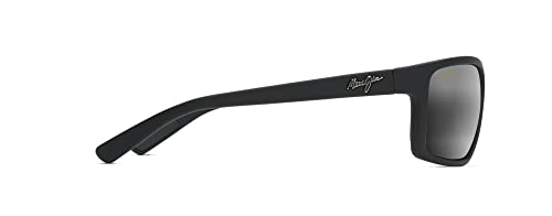 Maui Jim Men's and Women's Byron Bay Polarized Wrap Sunglasses, Matte Black Rubber/Neutral Grey, Large