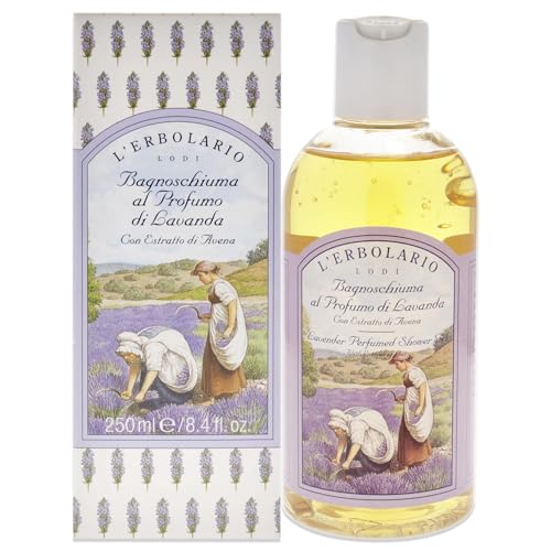 L'Erbolario - Lavender Perfumed Shower Gel - Infused with Extract of Oats - Soft Caress for Relaxing Bath - Leaves Skin Silky and Velvety Soft - Aromatic, Floral Fragrance, 8.4 oz