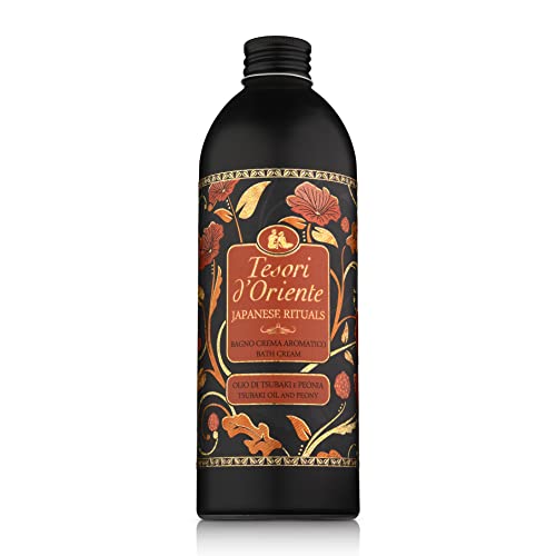 Tesori d'Oriente: "Japanese Rituals" Bath Cream with Tsubaki Oil and Peony 16.9 Fluid Ounce (500ml) Bottle [ Italian Import ]