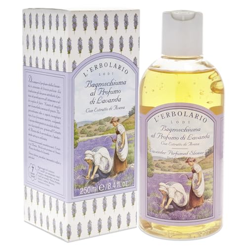 L'Erbolario - Lavender Perfumed Shower Gel - Infused with Extract of Oats - Soft Caress for Relaxing Bath - Leaves Skin Silky and Velvety Soft - Aromatic, Floral Fragrance, 8.4 oz