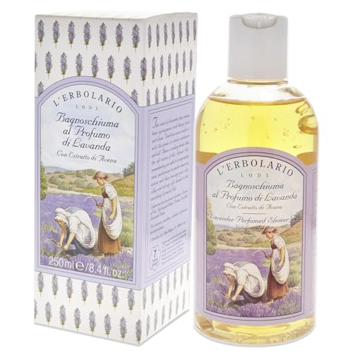 L'Erbolario - Lavender Perfumed Shower Gel - Infused with Extract of Oats - Soft Caress for Relaxing Bath - Leaves Skin Silky and Velvety Soft - Aromatic, Floral Fragrance, 8.4 oz