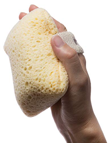 MartiniSPA Exfoliating Body & Shower Sponge with Soap Pocket. All Natural Italian Deep Cleansing Sponge with Soap Saver Pouch & Hand Strap for Men & Women - Use in Shower or Bath - 2 Units/Beige Color