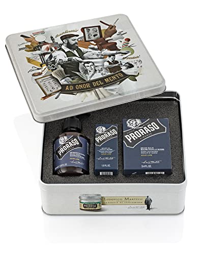Proraso Beard Care Kit for Men | Lime Azur Beard Wash, Oil and Balm Gift Set to Cleanse, Soothe and Soften All Beard Lengths & Skin Types
