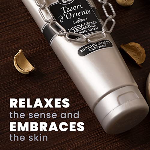 Tesori d'Oriente Shower Cream Gel Womens, Moisturizing Body Wash For Women, Travel Size Body Gel with Skin Care Essentials-250 Ml-8.45us Fl Oz-[Italian Import ]-(White Musk)