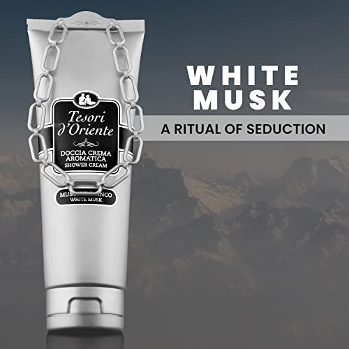 Tesori d'Oriente Shower Cream Gel Womens, Moisturizing Body Wash For Women, Travel Size Body Gel with Skin Care Essentials-250 Ml-8.45us Fl Oz-[Italian Import ]-(White Musk)