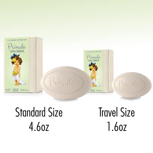 Valobra Bar Soap Primula, with Rice Oil Cream and Vitamins for Extra Gentle Cleansing, Travel Size, 1.6 oz/45g